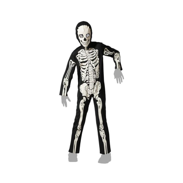 Disfraz Mono Esqueleto Luminiscente Niño Glow-in-the-Dark Halloween Máscara Incluida Talla 3-4 Años
