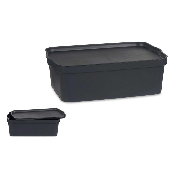 Caja Plastico Con Tapa 14L Antracita Kipit 29X14CM (12 Unidades) Caja Plastico Con Tapa 14L Antracita Kipit 29X14CM (12 Unidades)