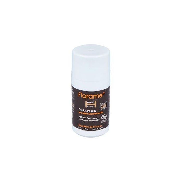 FLORAME Desodorante Roll-On Hombre 50ml Reduce Olores Desagradables Certificado ECOCERT