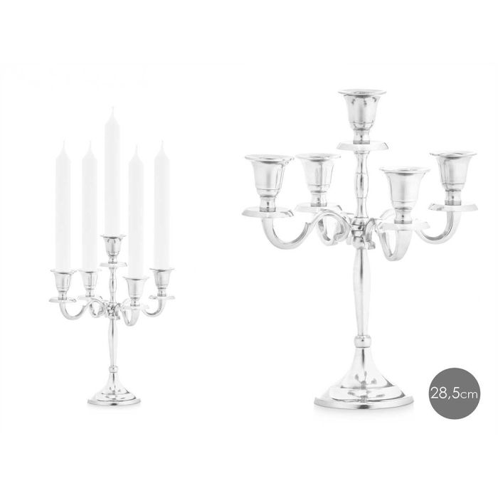 Candelabro 5 Velas Plateado 28.5 cm Aluminio - Giftdecor (4 Unidades) Candelabro 5 Velas Plateado 28.5 cm Aluminio - Giftdecor (4 Unidades)