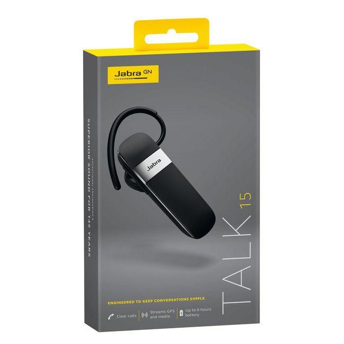 Jabra Talk 15, In-ear wearing style, Talk time Up to 6 h, Bluetooth 3.0, Up to 10 m, 8.9 g 3 Jabra Talk 15, In-ear wearing style, Talk time Up to 6 h, Bluetooth 3.0, Up to 10 m, 8.9 g 3