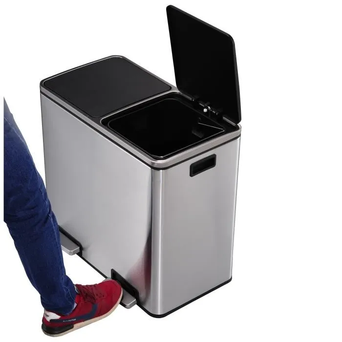 Kitchen Move Papelera de Cocina con Pedal de Clasificación Selectiva MAJOR - Acero Inoxidable 60L (30+30) Kitchen Move Papelera de Cocina con Pedal de Clasificación Selectiva MAJOR - Acero Inoxidable 60L (30+30)