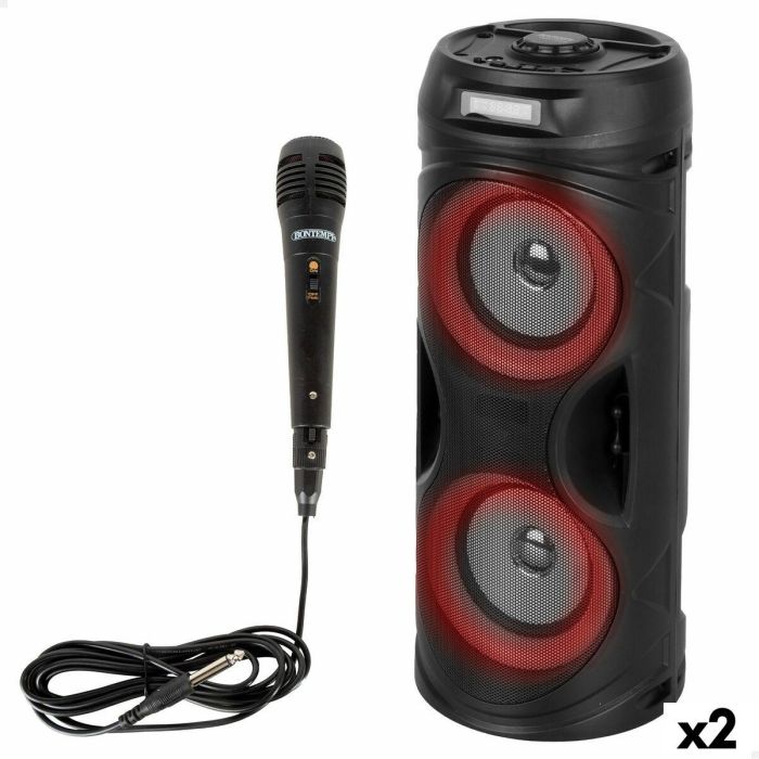 Altavoz con Micrófono Karaoke Bontempi Plástico 16 x 38 x 16 cm (2 Unidades)