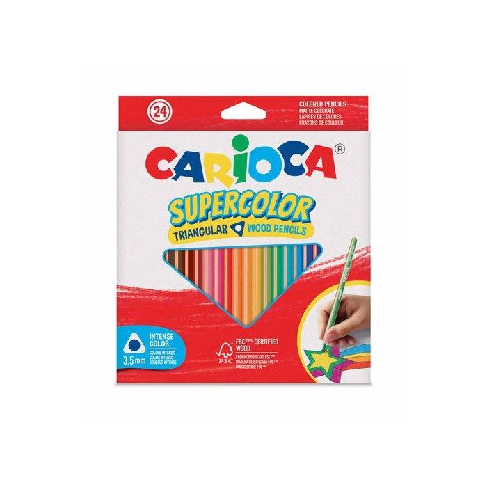 Lapices De Colores Carioca Supercolor Triangular Caja De 24