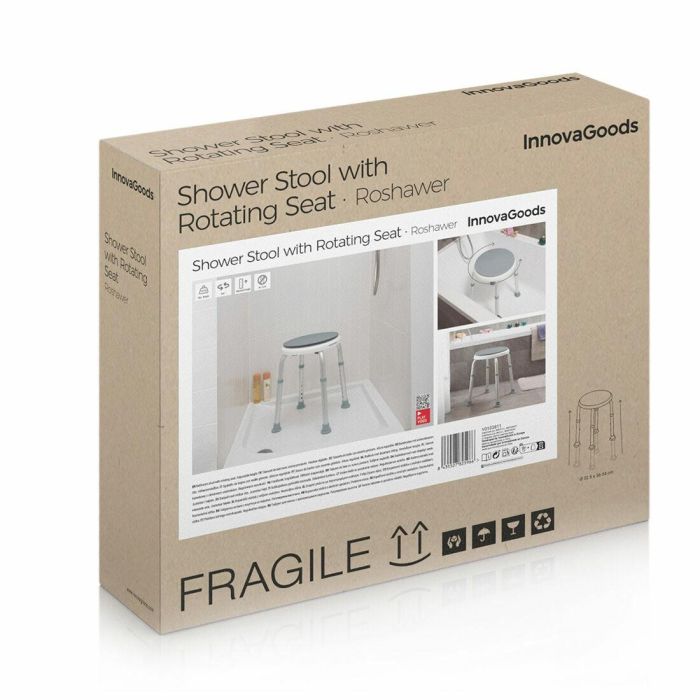 Taburete de Baño Giratorio y Regulable Roshawer InnovaGoods 7