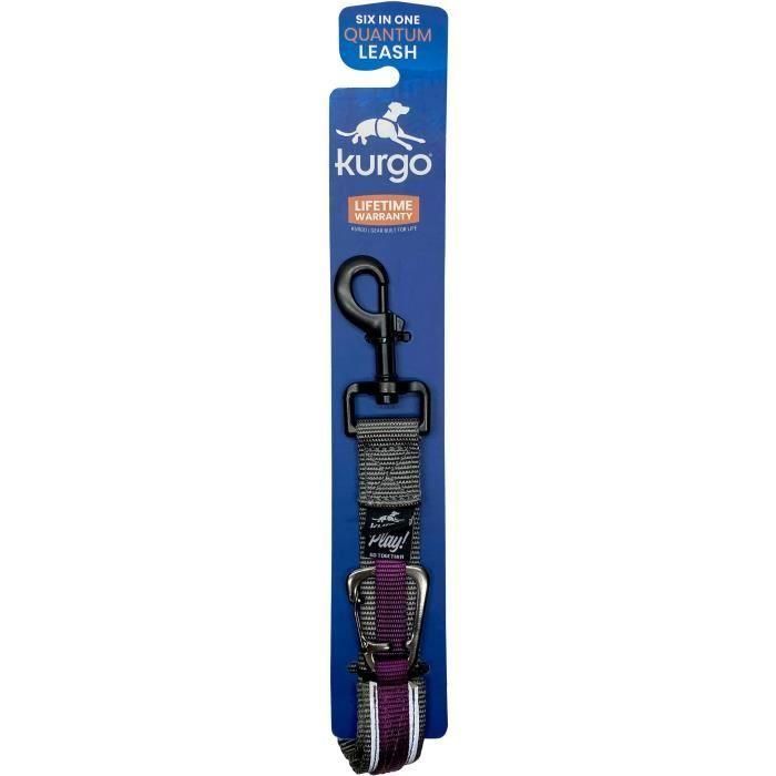 Kurgo KUR0729849177475 Correa manos libres Quantum, 6 posiciones, ajustable 120-180 cm, morado 1