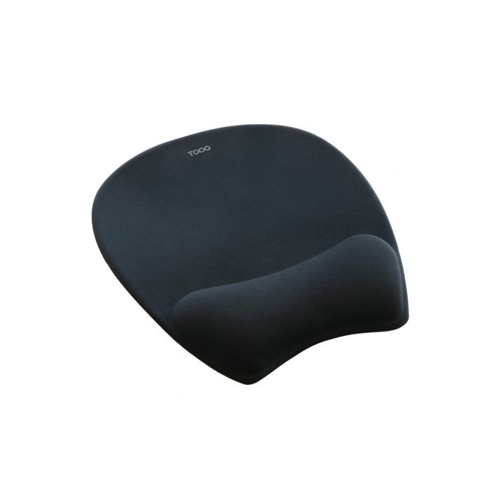 TooQ TQMP1002-B Alfombrilla Ergonómica para Ratón con Reposamuñecas de Espuma Viscoelástica, Negro, Superficie Jersey, Base Antideslizante, 250 x 225 x 24mm