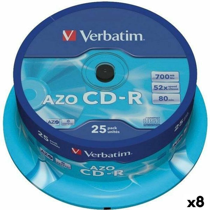 CD-R Verbatim Azo 700 MB 52x 25 Piezas (8 Unidades)