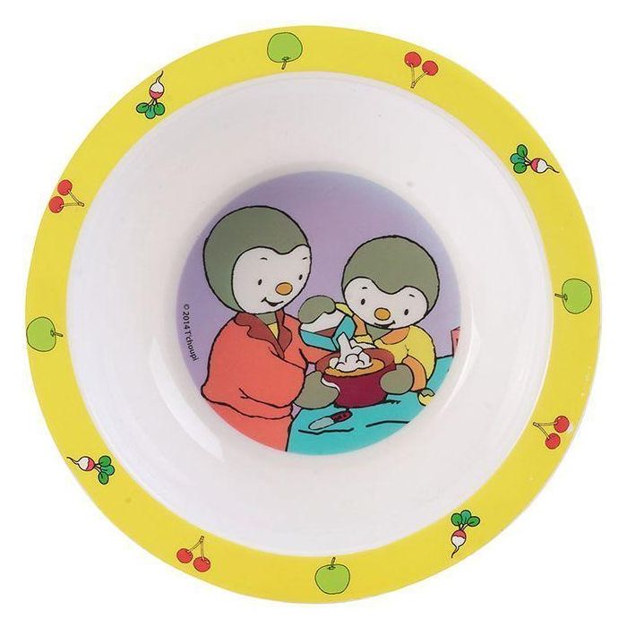 Fun House FUN3524550064833 Vajilla T'CHOUPI con 2 platos hondos Ø 16 cm, caja de aperitivos, botella con pajita y peluche de 18 cm 2