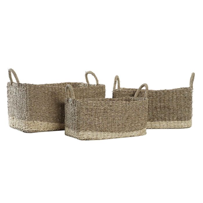 Cesta Boho DKD Home Decor Natural Marron 30 x 24 x 45 cm Set de 3 2