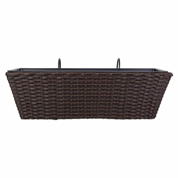 Maceta para Barandilla Alexandra House Living Marrón Hierro Ratán Plástico 20 x 19 x 61 cm 6