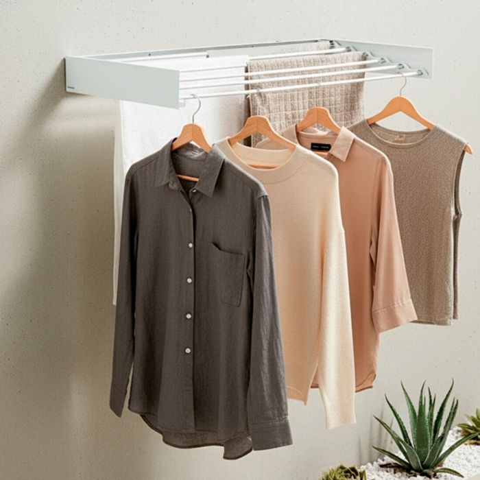 Tendedero de Pared Plegable Extensible Retráctil Dryva 100 InnovaGoods 0 Tendedero de Pared Plegable Extensible Retráctil Dryva 100 InnovaGoods 0