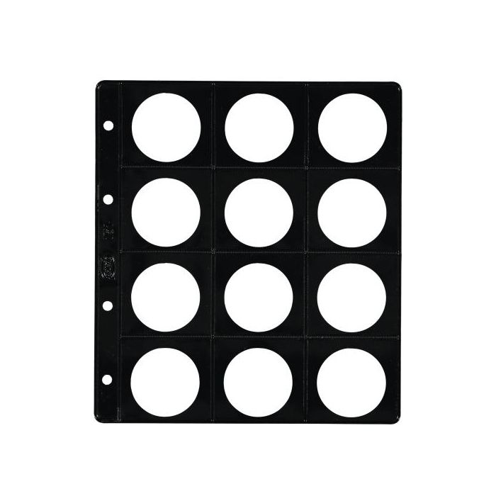 Funda Para Album De Monedas Pardo Con Alma Opaca Negra Ø 42Mm 12 Aloj. 25 unidades