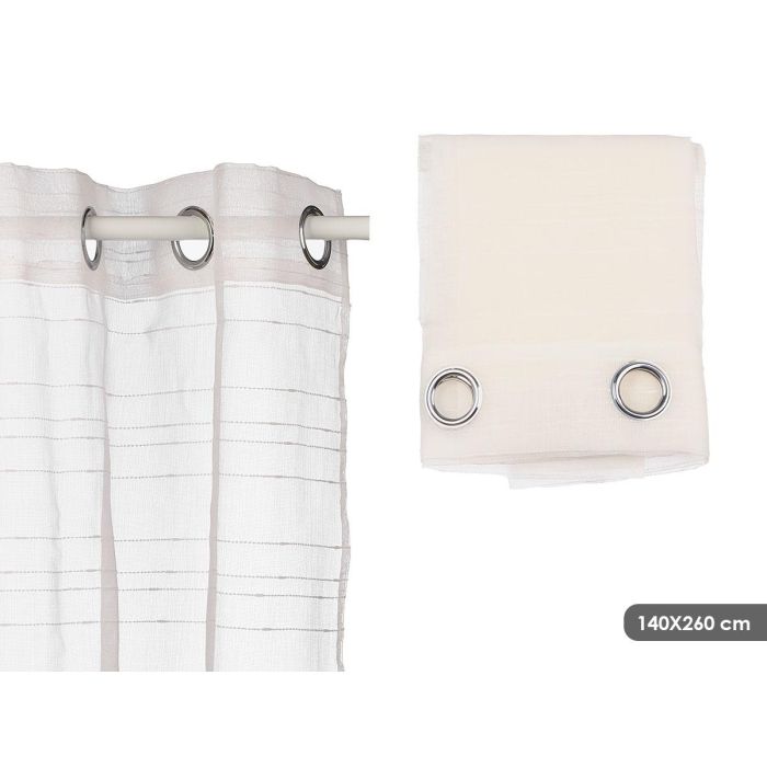 Giftdecor Cortina Blanca con Rayas Horizontales, 100% Poliéster, 140x260 cm (6 Unidades) Giftdecor Cortina Blanca con Rayas Horizontales, 100% Poliéster, 140x260 cm (6 Unidades)