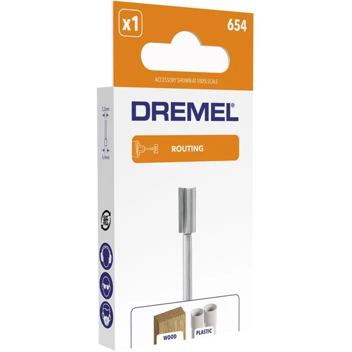 Dremel Fresa de corte recto 654 para ranurar y enrutamiento universal, diámetro 6.4mm 1