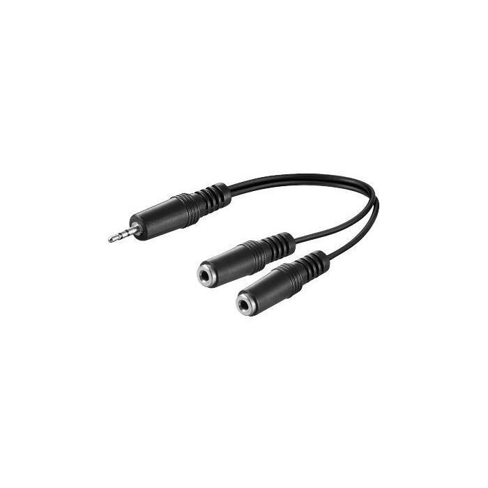 MicroConnect Cable Adaptador Y Audio Jack 3.5mm Macho a 2 Hembras, 0.2m para 2 Dispositivos Mono
