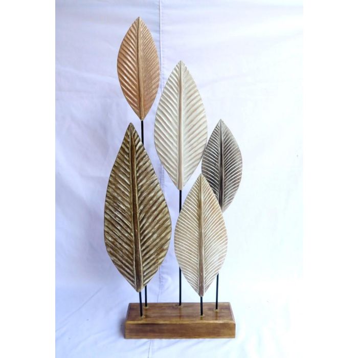 DKD Home Decor Decoración Balines Hojas de Albasia y Hierro Marrón Beige Natural 81 cm Alto