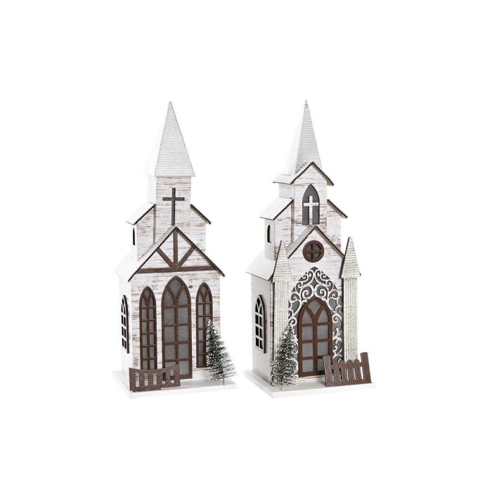 Casa Navidad Tradicional DKD Home Decor Marron Verde 11 x 33 x 12.5 cm (2 Unidades)