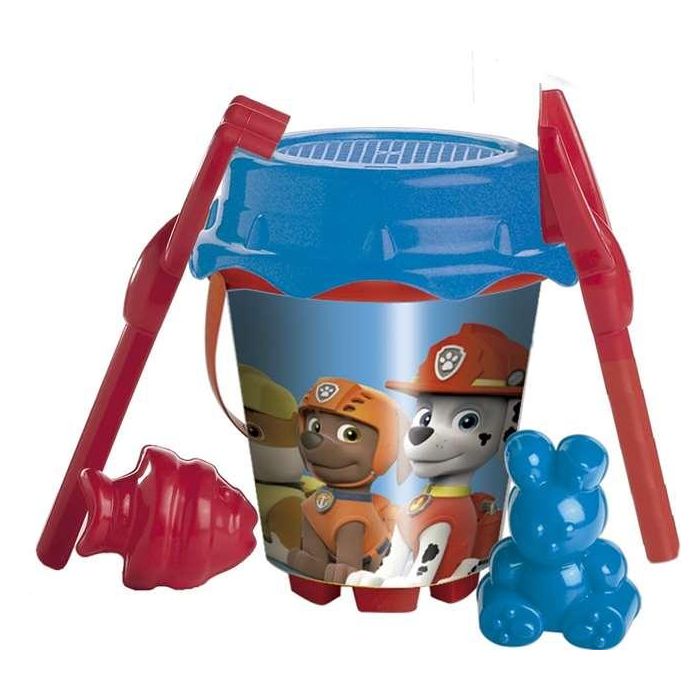 Cubo playa castillo paw patrol con cedazo, pala, rastrillo y moldes 18 cm - modelos surtidos Cubo playa castillo paw patrol con cedazo, pala, rastrillo y moldes 18 cm - modelos surtidos