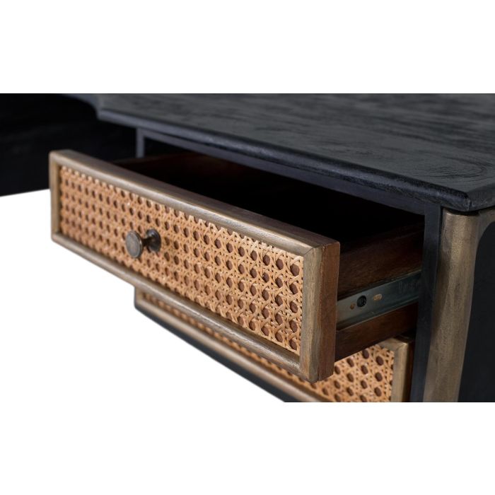 Giner y Colomer Escritorio de Madera de Mango Negro con Cajones de Rejilla, 100x50 cm 3