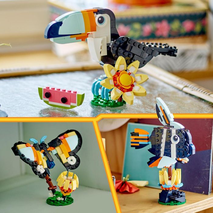 Lego 31173 Creator Fauna Salvaje: Tucán Tropical - Set de construcción 3 en 1 de animales: tucán, mariposa o pez tropical 3