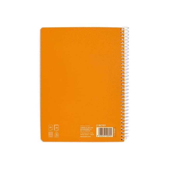 Cuaderno Espiral Liderpapel Din A5 Pautaguia Tapa Blanda 40 H 75 gr Cuadro Pautado 5 mm Color Naranja 5 unidades 2