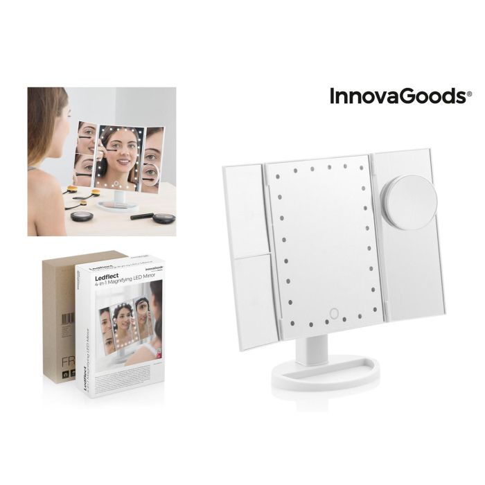 Espejo de Aumento con LED 4-in-1 Ledflect InnovaGoods Espejo de Aumento con LED 4-in-1 Ledflect InnovaGoods
