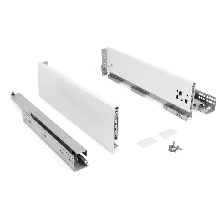 Herrajes Alk Cajón Qube Extracción Total Guías Invisibles Cierre Amortiguado MUSS Blanco 500mm H120 Lateral Fino 13mm Carga 40 Kg 0 Herrajes Alk Cajón Qube Extracción Total Guías Invisibles Cierre Amortiguado MUSS Blanco 500mm H120 Lateral Fino 13mm Carga 40 Kg 0