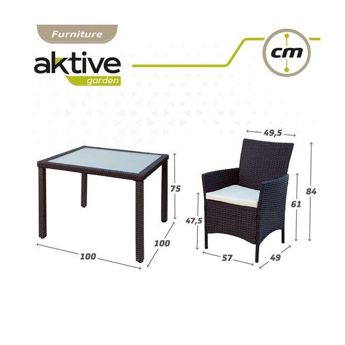 Conjunto de mesa (100x75 cm) + 4 sillas (60x61x84 cm) aktive 5