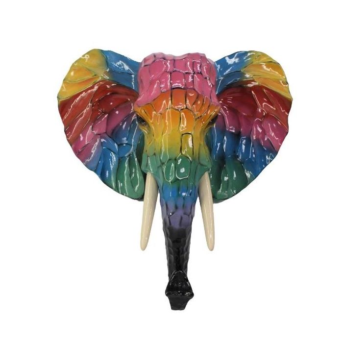 DKD Home Decor Decoración Pared Moderno Elefante Resina Multicolor 61.5 x 20 x 67 cm