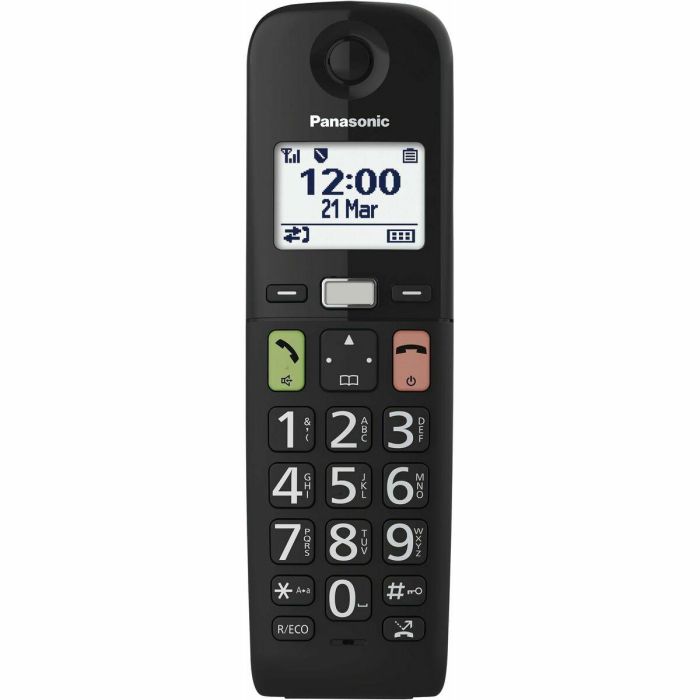 Panasonic KX-TGU112EXB Teléfono Inalámbrico Dúo, Botones Grandes, Volumen Mejorado, Compatible con Audífonos (HAC), Bloqueo de Llamadas, Negro