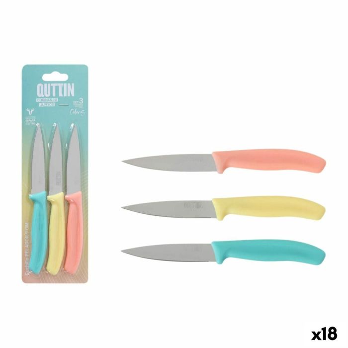 Set de Cuchillos Peladores Quttin Basic Multicolor Acero Inoxidable 9 cm 3 Piezas (18 Unidades) 0 Set de Cuchillos Peladores Quttin Basic Multicolor Acero Inoxidable 9 cm 3 Piezas (18 Unidades) 0