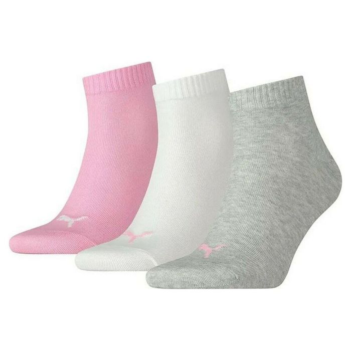 Calcetines Deportivos Puma Quarter Plain Gris Rosa Blanco (3 pcs)