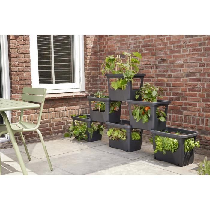ELHO - Maceta - Green Basics Stack & Grow Large - Living Black - Exterior - L 35.1 x W 50.9 x H 35.7 cm 1 ELHO - Maceta - Green Basics Stack & Grow Large - Living Black - Exterior - L 35.1 x W 50.9 x H 35.7 cm 1