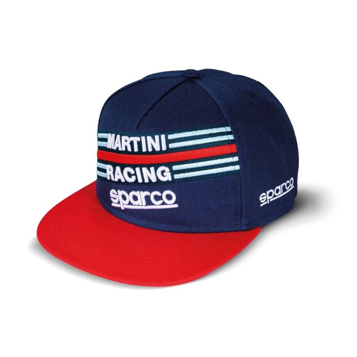 Sparco Gorra Visera Plana Martini-R S01283BM Ajuste Flexible Poliéster/Elastano para Entusiastas del Automovilismo