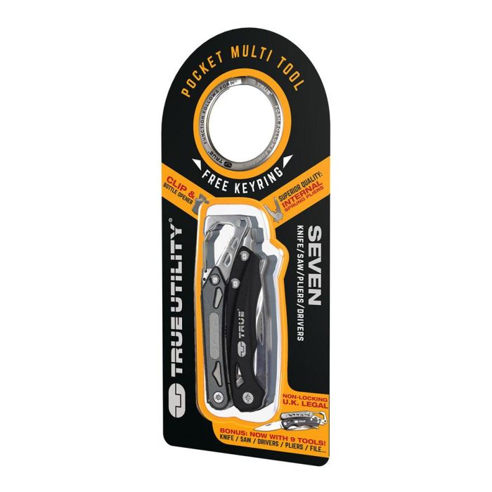 True Multiherramienta 9 en 1 de Acero Inoxidable con Mosquetón, Alicates, Cuchillo y Más 2