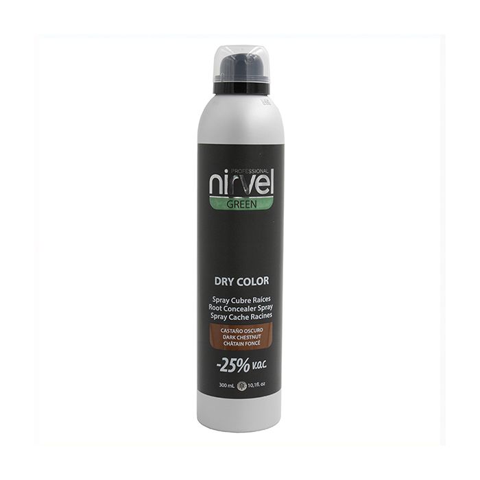 Spray Cubre Canas Green Dry Color Nirvel 8435054666384 Castaño Oscuro (300 ml)