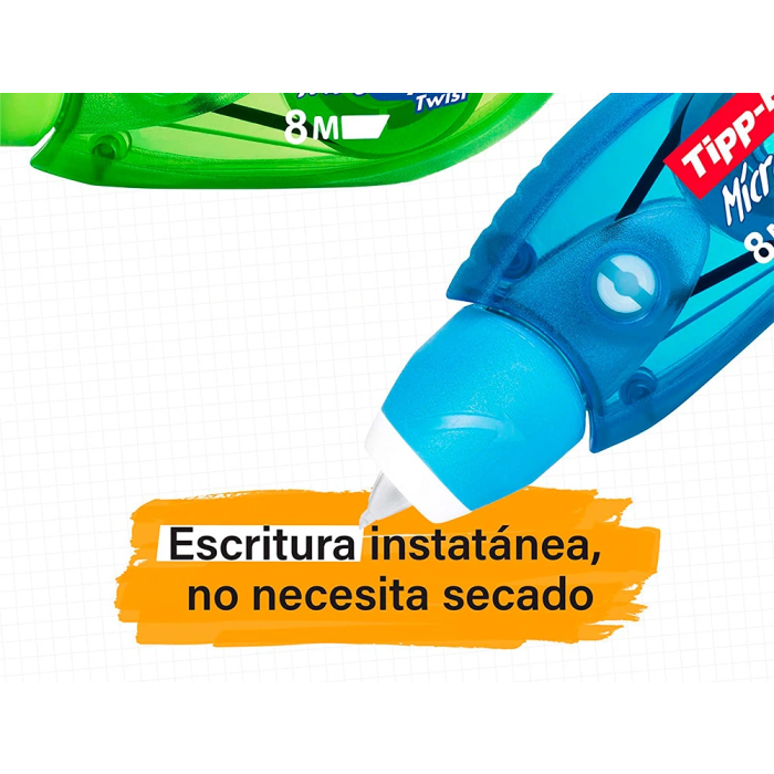Tipp-ex Corrector Cinta Micro Tape Twist 5 mm x 8 mt Cabezal Rotativo Patentado Diseño Moderno Colores Divertidos Supercompacto 4