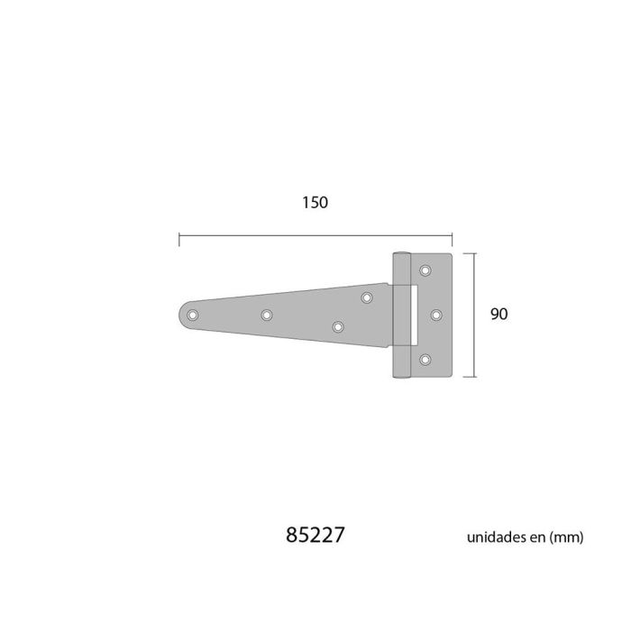 Edm Bisagra en forma de T 150 x 90 mm Hierro Negro Epoxy 1