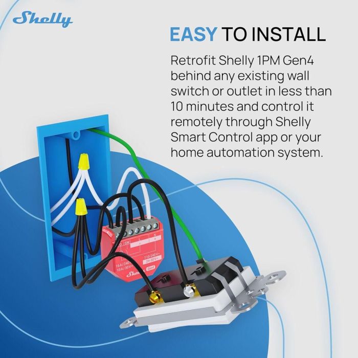 Shelly 1PM Gen4 4er Pack Relais max 16A 1 Kanal Messfunktion WLAN Matter Zigbee Bluetooth 12