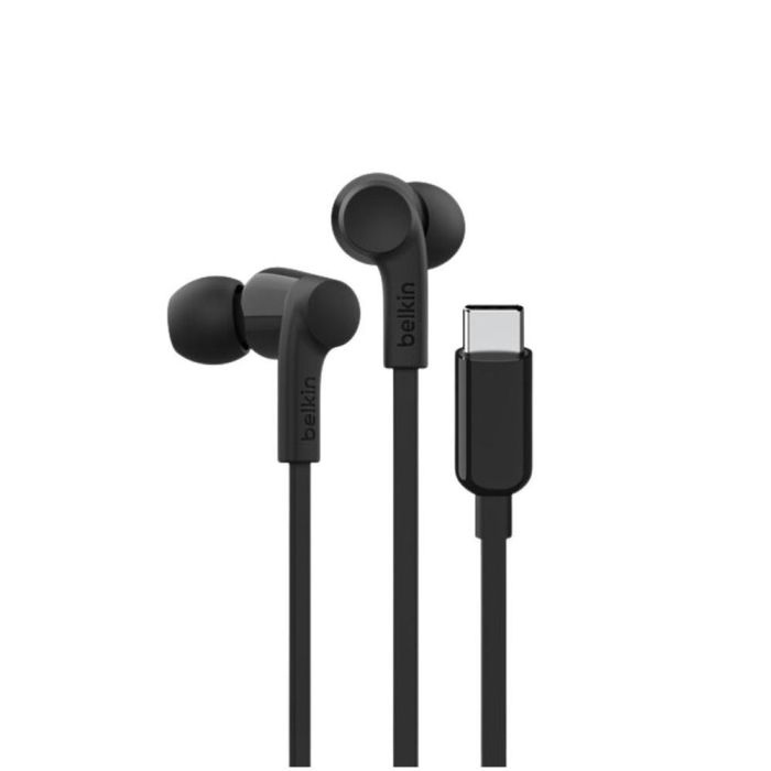 Belkin G3H0002HQBKV2 Auriculares USB-C Negro, Micrófono Integrado, Resistencia al Sudor IPX5, Sonido Signature Sound, Plug and Play