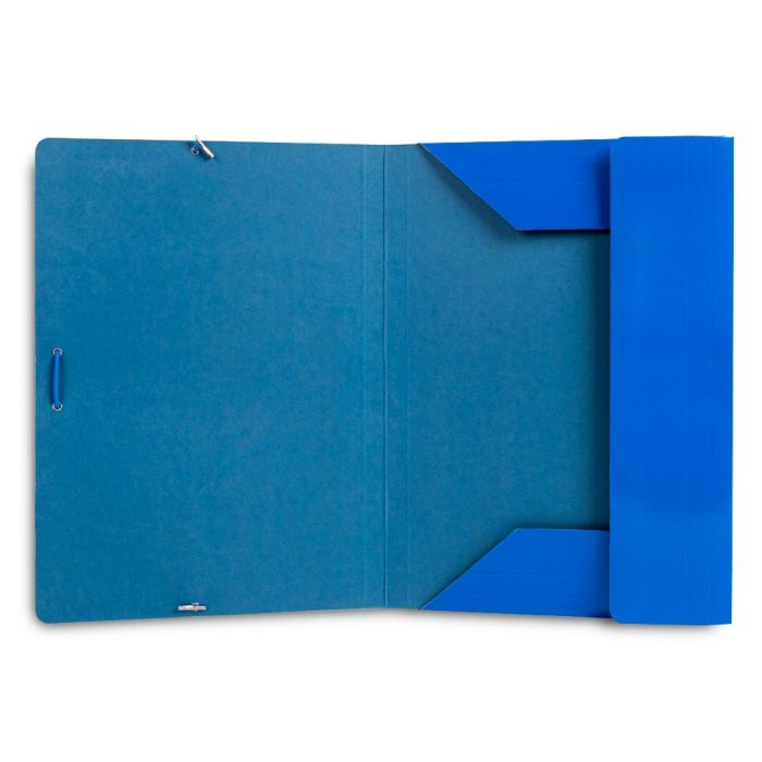 Carpeta Liderpapel Gomas Folio 3 Solapas Carton Plastificado Color Azul 4