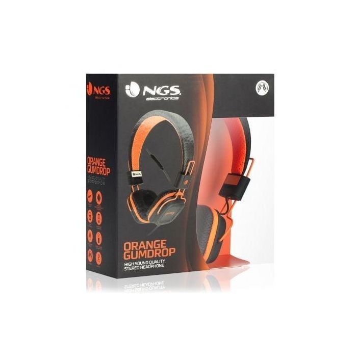 AURICULARES DIADEMA NGS ORANGE GUMDROP - ESTÉREO - MICRÓFONO INTEGRADO - 20HZ-20KHZ - 98DB - CONEXIÓN JACK 3.5 - CABLE 1.2M - NARANJA FLUOR 4 AURICULARES DIADEMA NGS ORANGE GUMDROP - ESTÉREO - MICRÓFONO INTEGRADO - 20HZ-20KHZ - 98DB - CONEXIÓN JACK 3.5 - CABLE 1.2M - NARANJA FLUOR 4