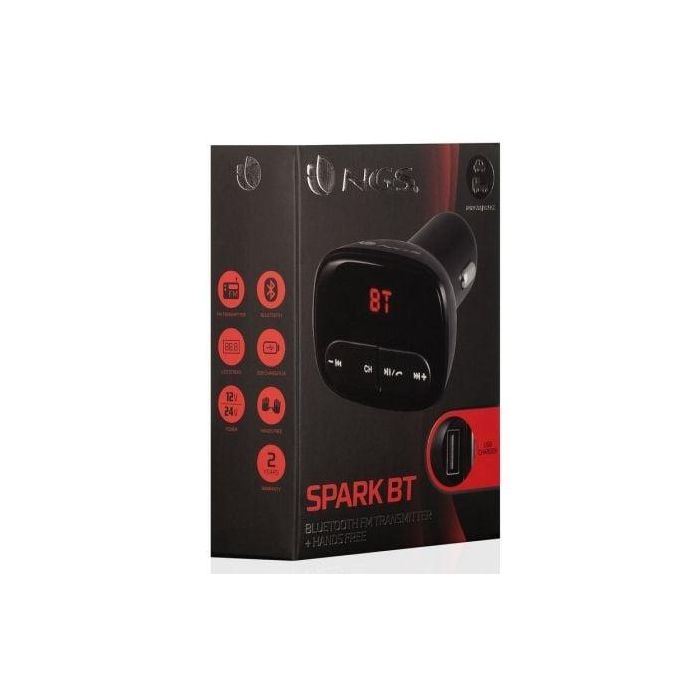 TRANSMISOR FM BLUETOOTH PARA COCHE NGS SPARKBT - 206 CANALES - USB 2A - FUNCIÓN MANOS LIBRES 2 TRANSMISOR FM BLUETOOTH PARA COCHE NGS SPARKBT - 206 CANALES - USB 2A - FUNCIÓN MANOS LIBRES 2