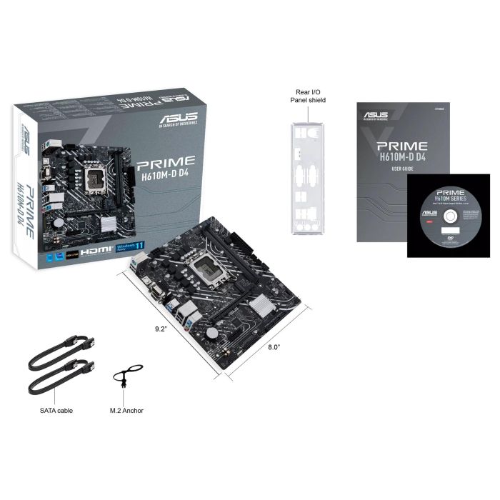 ASUS 90MB1A00-M0EAY0 Placa Base H610M-D D4 para Intel 1700, 2x DDR4, HDMI, M.2, PCIe 3.0, 4x SATA3, USB3.2 MATX 7