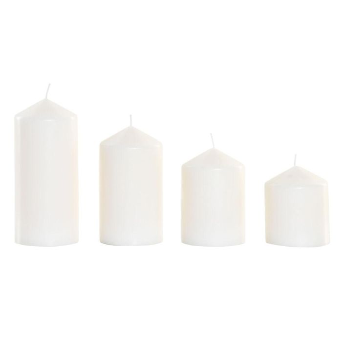 DKD Home Decor Vela Básicos de Cera Blanca 14x16x14 cm, Juego de 4 Velas Decorativas para Hogar con Duración de 35 a 60 Horas 1