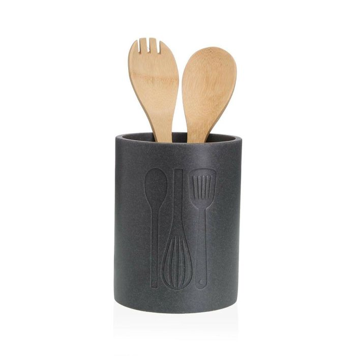 Portautensilios Grande Cocina Negro Versa 13x17.5 cm (2 Unidades) 1 Portautensilios Grande Cocina Negro Versa 13x17.5 cm (2 Unidades) 1
