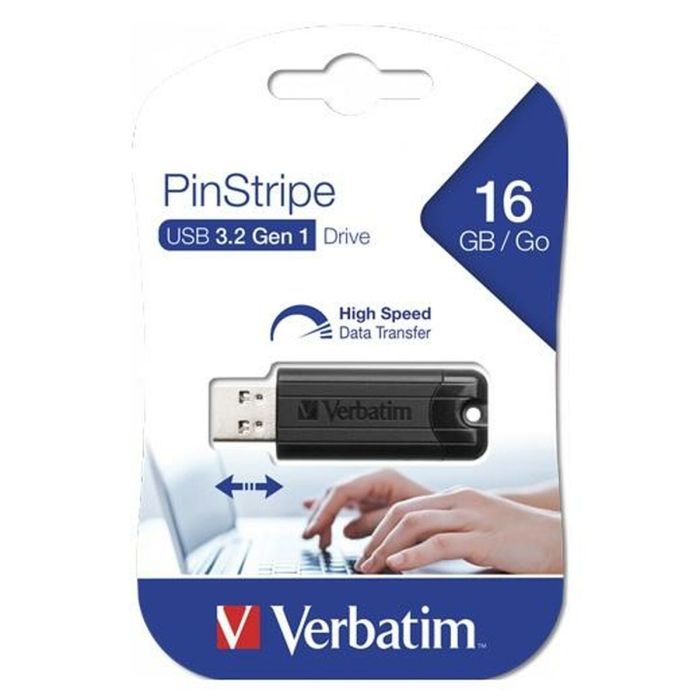 Pendrive Verbatim Pinstripe Negro 16 GB (10 Unidades) 1