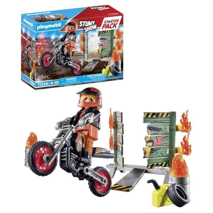 Starter Pack Moto Pared Fuego Stunt Show 71256 Playmobil 2