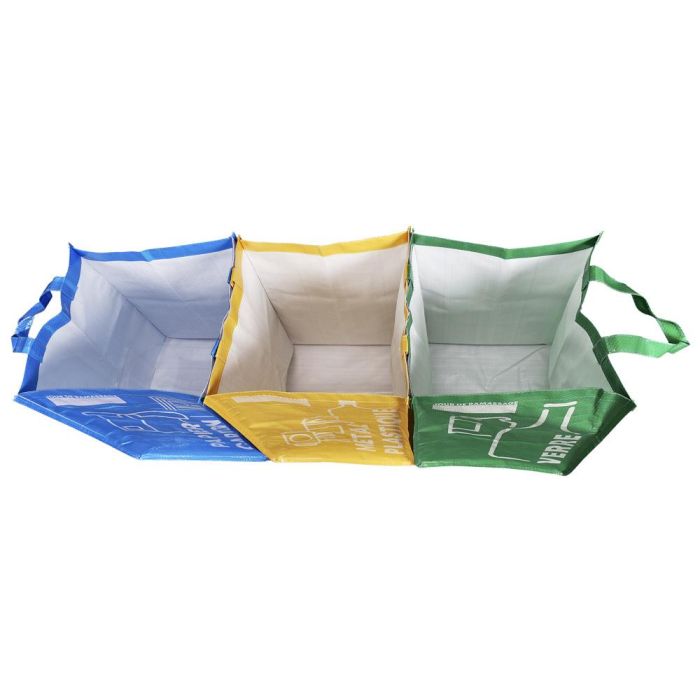 Je cherche une Idee Juego 3 Bolsas Reciclaje Separación Desechos Papel Cartón Metal Plástico Vidrio 28.5x27.5x40.5 cm 2